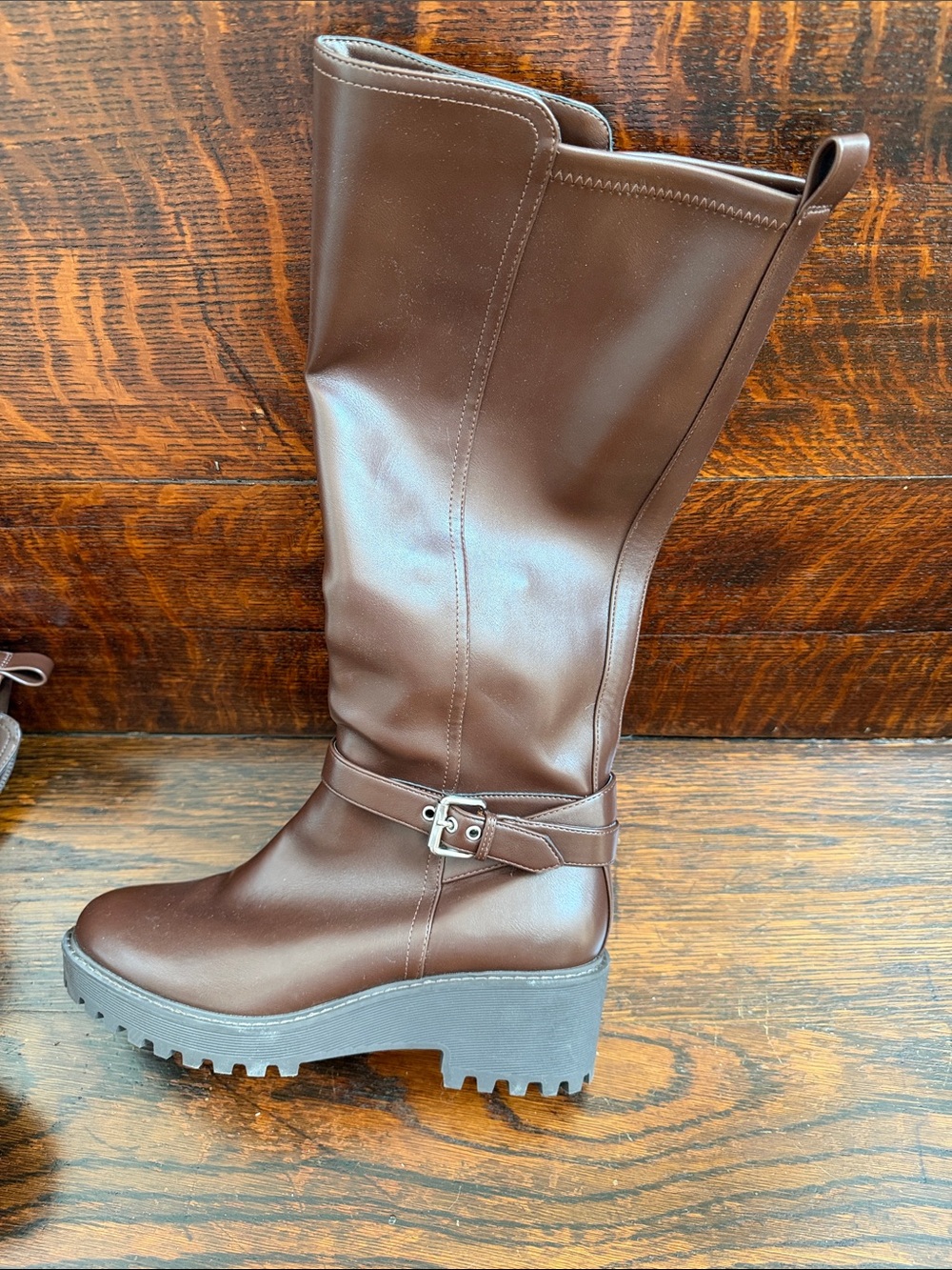 DV by Dolce Vita Brown Mid-Calf Lug Sole Riding Boots
